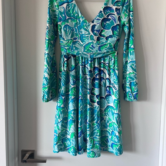 Lilly Pulitzer Fleur Agate Green Lazy River Rayon Spandex Jersey Dress - Picture 5 of 5